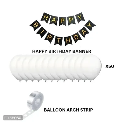 Khushbu Enterprises Black and Gold Happy Birthday Banner, White Balloon For Birthday Theme Party Decoration-thumb2