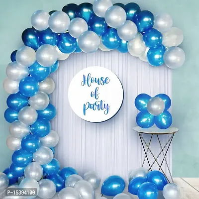 Khushbu Enterprises Blue  Metallic Silver Balloon For Birthday Theme Party Decoration