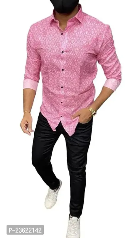 LUXURY CROWN Men's Printed Button Cotton Slim Fit Collared Casual Floral Fashion Regular Shirt (1005-4-011)-thumb0