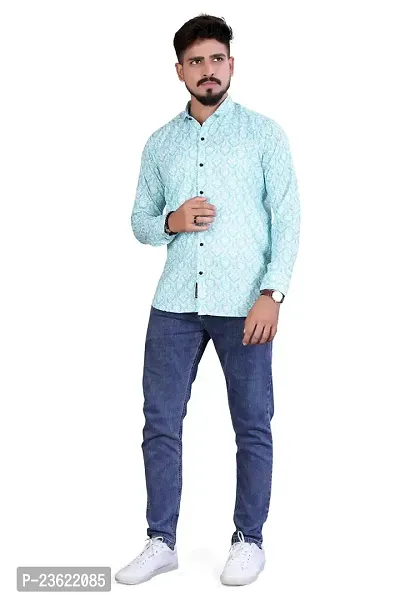 LUXURY CROWN Men's Printed Button Cotton Slim Fit Collared Casual Floral Fashion Regular Shirt (1005-4-011)-thumb5