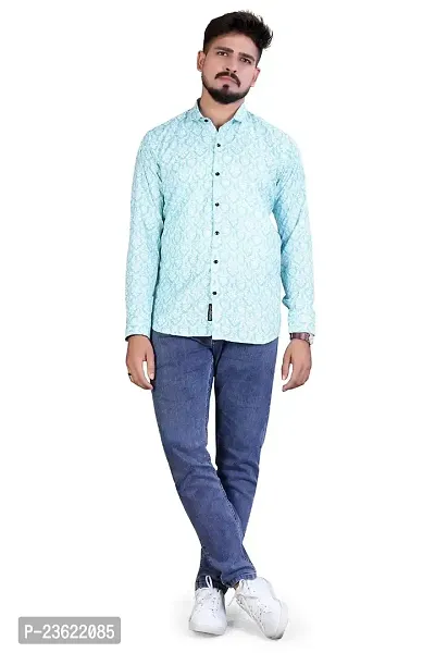 LUXURY CROWN Men's Printed Button Cotton Slim Fit Collared Casual Floral Fashion Regular Shirt (1005-4-011)-thumb2