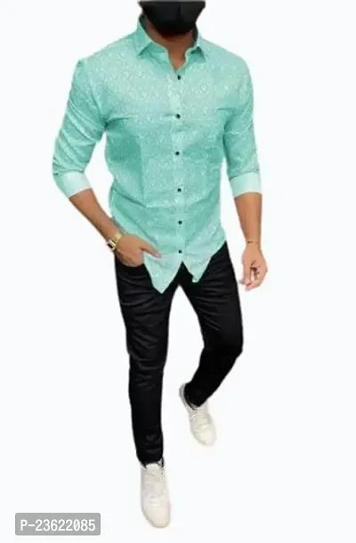 LUXURY CROWN Men's Printed Button Cotton Slim Fit Collared Casual Floral Fashion Regular Shirt (1005-4-011)-thumb0