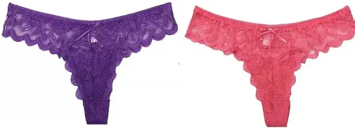 Stylish Lace Self Pattern Brief For Women Pack Of 2