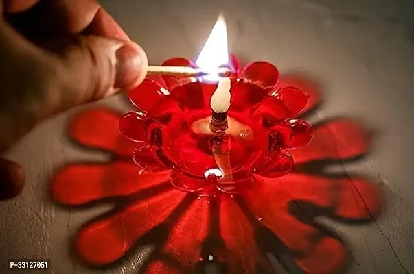 Decorative Transparent Shadow 3D Reflection Plastic Diya-thumb0