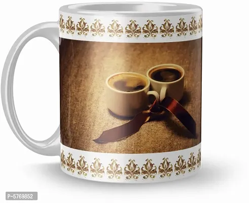 Stylish Designer Ceramic Printed Coffee Mug For Gift (325 ml)