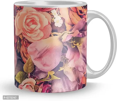 Ceramic White Printed Coffee Cup For Gift