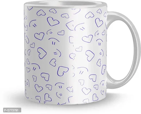 Ceramic White Printed Coffee Cup For Gift