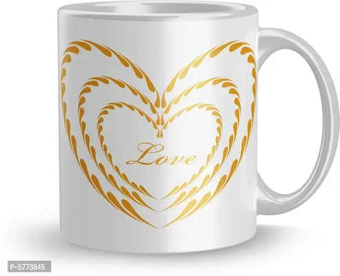 Ceramic White Printed Coffee Cup For Gift