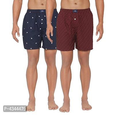 Stunning Multicoloured Printed Cotton Basic Boxer For Men(Pack Of 2)-thumb0
