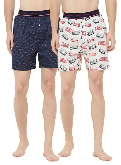 Pack Of 2 Printed Cotton Basic Boxers