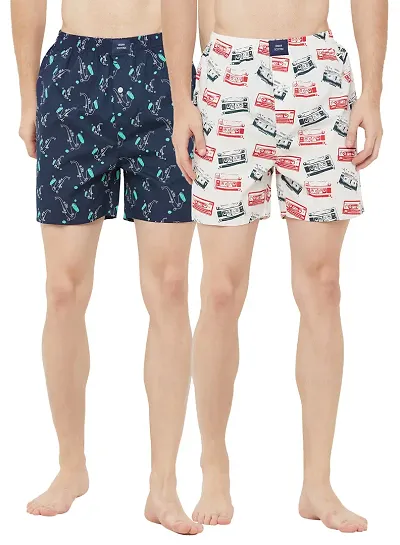 Pack Of 2 Printed Cotton Basic Boxers