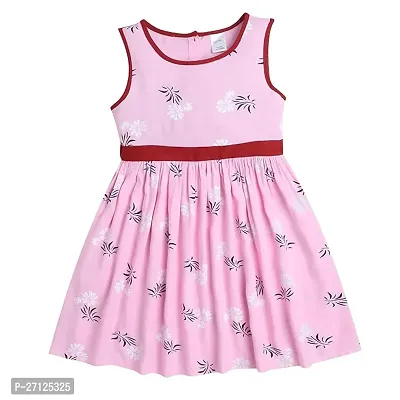 Stylish Pink Rayon Printed Frocks For Baby Girl-thumb0