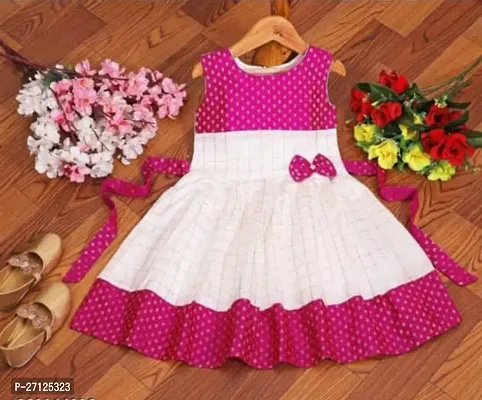 Stylish Pink Cotton Solid Frocks For Baby Girl-thumb0