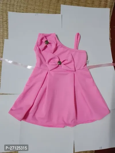 Stylish Pink Cotton Solid Frocks For Baby Girl