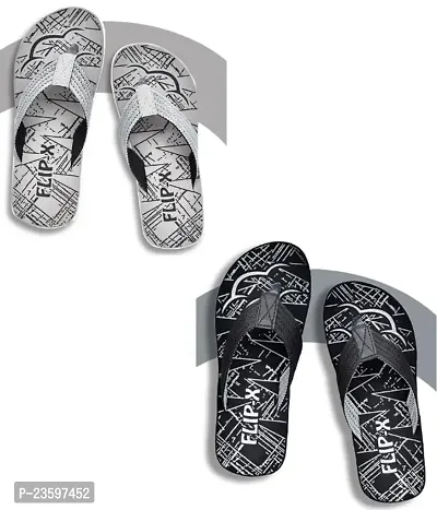 LEACO Men's Comfort Flipflop Combo - Set of 2 by FLIP X | Premium and Stylish (Grey- Black, 10)-thumb2