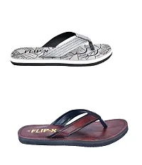 LEACO Men's Premium Slipper Combo - Set of 2 by FLIP X | Comfort and Style (Grey  Cherry, 8)-thumb2