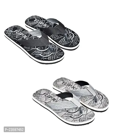 LEACO Men's Comfort Flipflop Combo - Set of 2 by FLIP X | Premium and Stylish (Grey- Black, 10)-thumb0