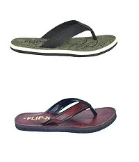 LEACO Men's Comfort Flipflop Combo - Set of 2 by FLIP X | Premium and Stylish (Green Cherry, 9)-thumb1