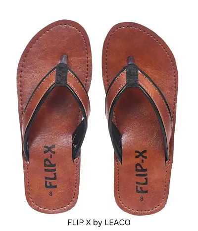 LEACO Men Slippers By Flip X - Leatherette Comfortable, Stylish, Durable, Non-Slip Slippers For Men.