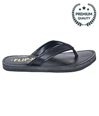 LEACO Men Slippers By Flip X - Leatherette Comfortable, Stylish, Durable, Non-Slip Slippers For Men. (Black, numeric_6)-thumb1