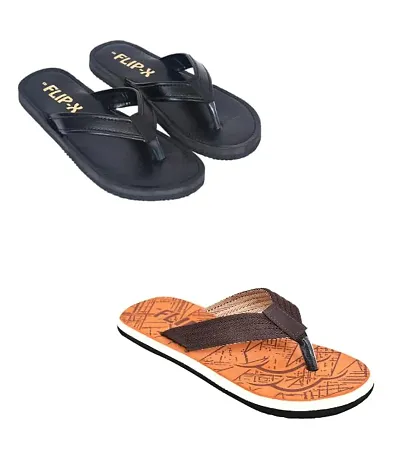 LEACO Men's Premium Slipper Combo - Set of 2 by FLIP X | Comfort and Style