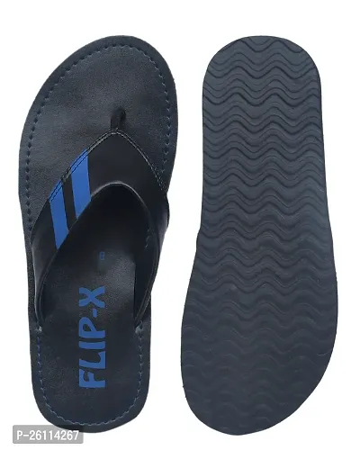 Men Slippers By Flip X   Ultimate Comfort Elevate Premium Black Leatherette Slippers-thumb3