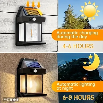 Solar Wall Lights Outdoor,Wireless Dusk to Dawn Porch Lights Fixture,Solar Wall Lantern with 3 ModesMotion Sensor,Waterproof Exterior Lighting with Clear Panel for Entryway (2 Pack-Black)-thumb3