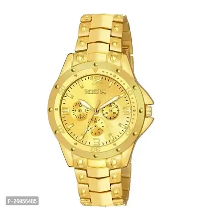 Stylish Golden Metal Analog Watches For Men-thumb0