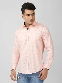 Pink Printed Slim Fit Casual Shirt for Men - 100% Cotton, Full Sleeves, Spread Collar-thumb2