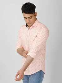 Pink Printed Slim Fit Casual Shirt for Men - 100% Cotton, Full Sleeves, Spread Collar-thumb1