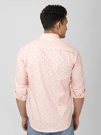 Pink Printed Slim Fit Casual Shirt for Men - 100% Cotton, Full Sleeves, Spread Collar-thumb3