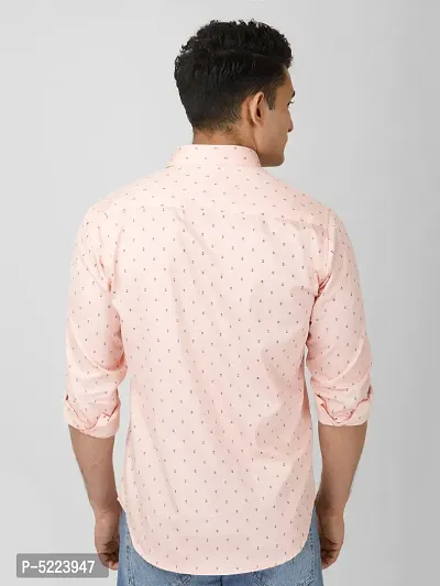 Pink Printed Slim Fit Casual Shirt for Men - 100% Cotton, Full Sleeves, Spread Collar-thumb4