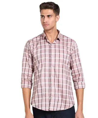 ARDYN Slim Fit Checkered Spread Collar Casual Shirt for Men