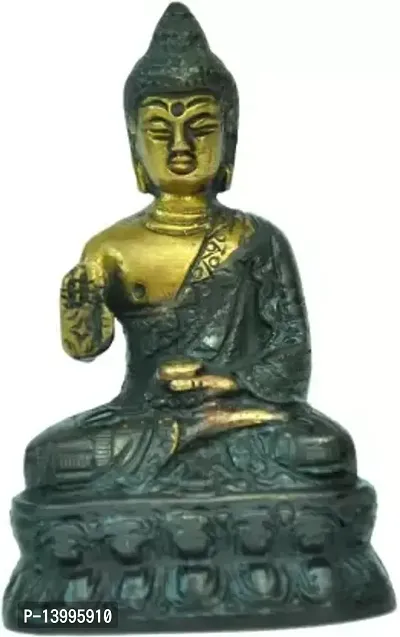 Elegant Brass Gautam Buddha Sculpture Decorative Showpiece - 9 cmnbsp;