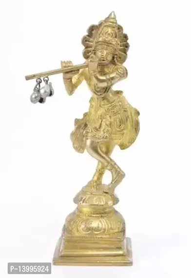 Elegant Brass Krishna Decorative Showpiece - 15 cm
