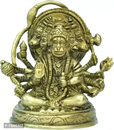 Elegant Brass Lord Panchmukhi Hanuman Antique Finish Statue Decorative Showpiece - 9 cm