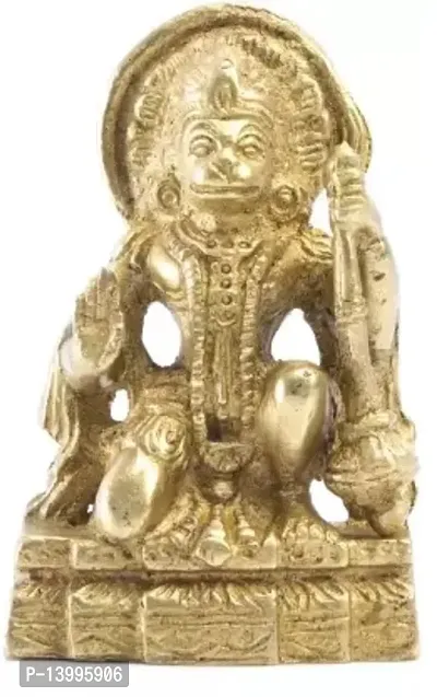 Elegant Brass Hanuman Statue Decorative Showpiece - 8 cmnbsp;nbsp;