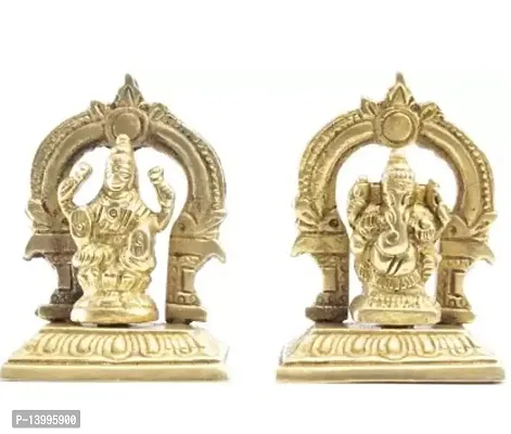 Elegant Brass Laxmi Ganesh Statue Decorative Showpiece - 5 cmnbsp;-thumb0