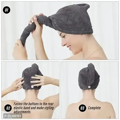 Designer Grey Microfiber Solid Hair Wrap Bath Towels