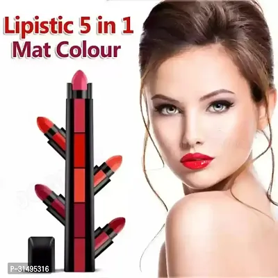 Fab 5 5-In-1 Lipstick 7.5Gm Five Shades In One Long Lasting, Matte Finish Non Drying Formula With Intense Color Payoff Compact Easy To Use-thumb0