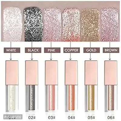 Liquid Glitter Eyeshadow Set, 6 Colors Metallic Glitter Shimmer Smokey Eye Looks Waterproof L