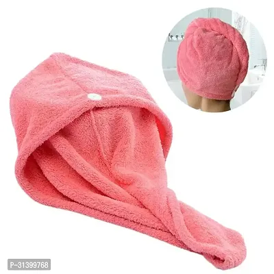 Designer Pink Microfiber Solid Hair Wrap Bath Towels-thumb0