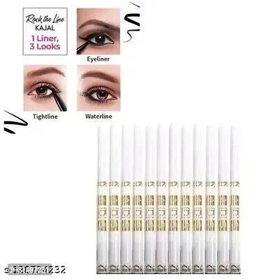 Eye Care Kajal With Sketch Pen Eye Liner,Black, Set Of 12,Matte Finish