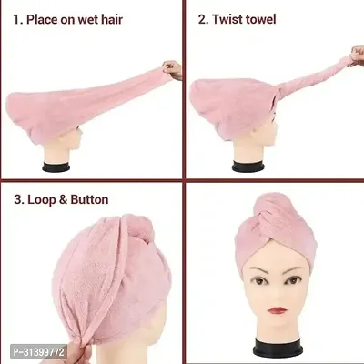 Designer Pink Microfiber Solid Hair Wrap Bath Towels-thumb0