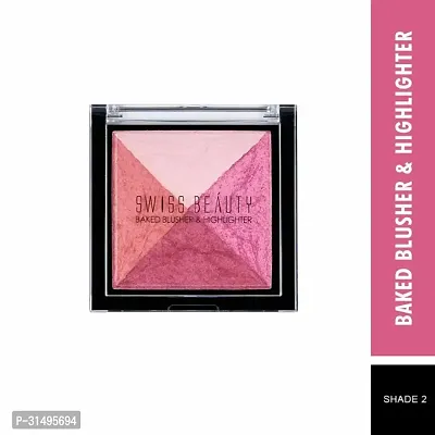 Mini Baked Shimmer Blusher And Highlighter Palette For Face Makeup Multicolor-4-thumb0