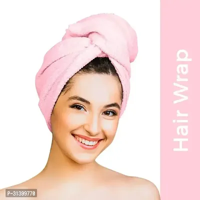 Designer Pink Microfiber Solid Hair Wrap Bath Towels-thumb0