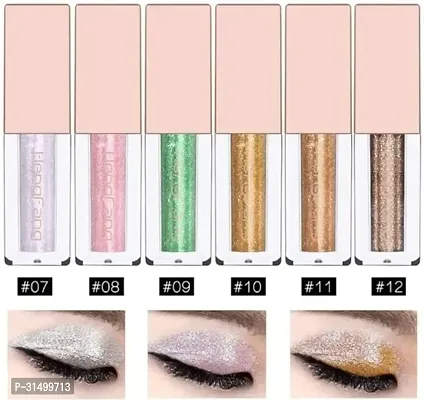 Waterproof Liquid Glitter Eyeshadow Set, 6 Colors Metallic Glitter Shimmer Smokey Eye Looks