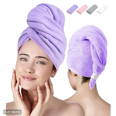 Designer Purple Microfiber Solid Hair Wrap Bath Towels-thumb0