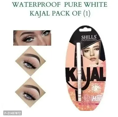 Professional 1Pc Pure White Kohl Kajal Auto Eye Pencil White-thumb0