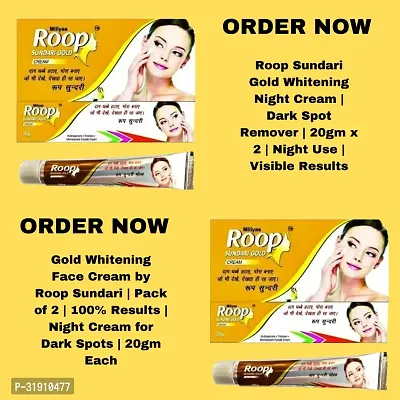 Roop Sundari Whitening Gold Cream 2x20g Tubes - For Bright, Even-Toned Skin